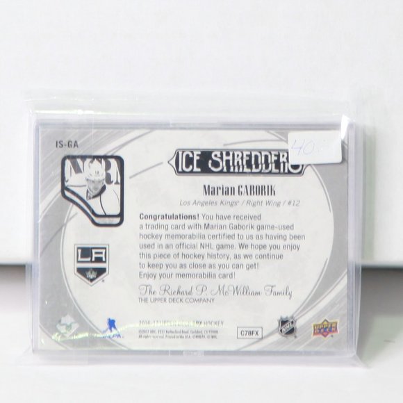 Marian Gaborik Upper Deck SPX Game Used Jersey Hockey Card #IS-GA 2016/17 - Picture 2 of 2